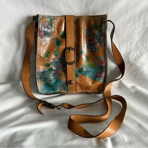 PATRICIA NASH 100% Leather Floral & Girl Pattern Crossbody Purse